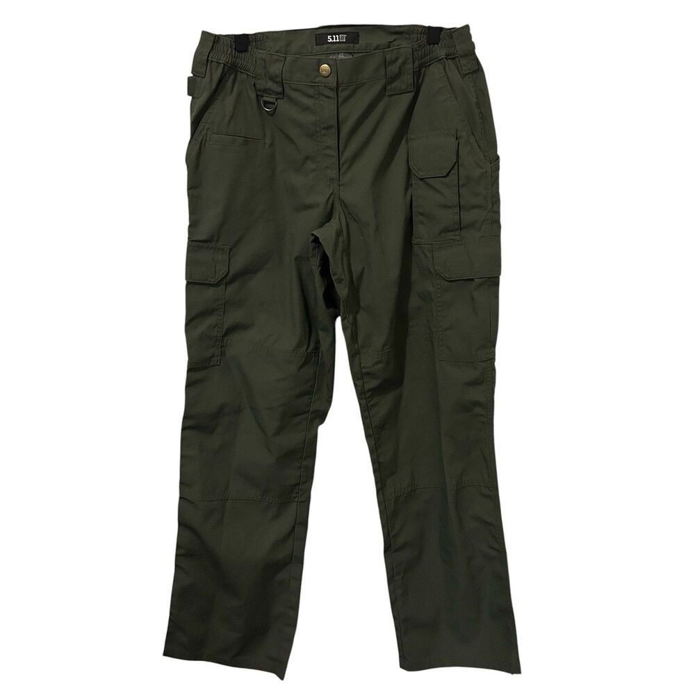 5.11 Tactical Stryker Pants Women 12 Green Cargo Utility Ripstop Teflon Straight